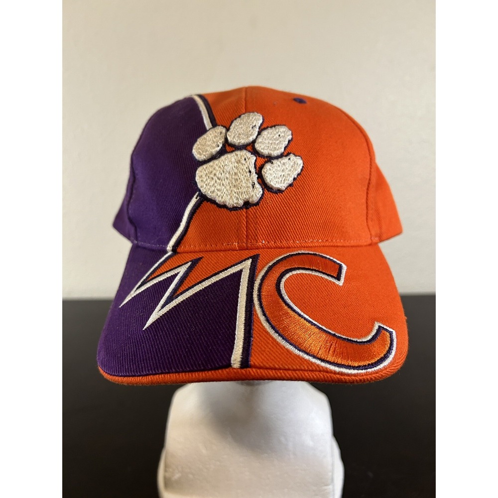 Clemson Tigers Embroidered Logo, Lightning, & C Purple Orange Snapback Hat Cap
